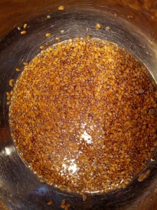 In this batch we used flax instead of chia - this is flax soaking in the bowl.
